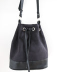 Darlene Bucket Bag - Black Vegan Suede with Cactus Leather