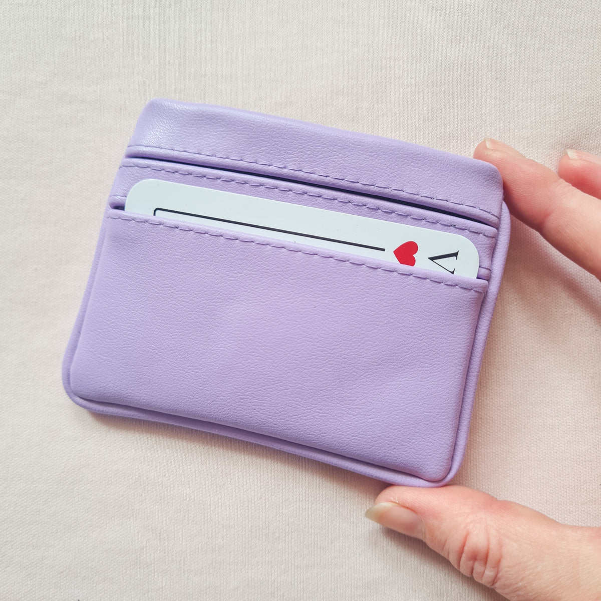 Andie 5 card wallet in lilac cactus leather