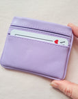 Andie 5 card wallet in lilac cactus leather