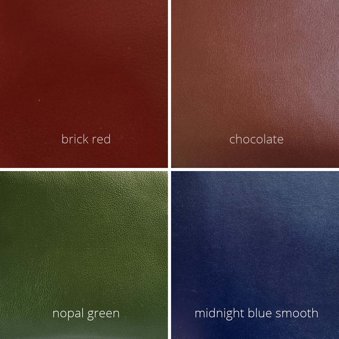 Cactus leather swatches - Red, brown, green and dark blue