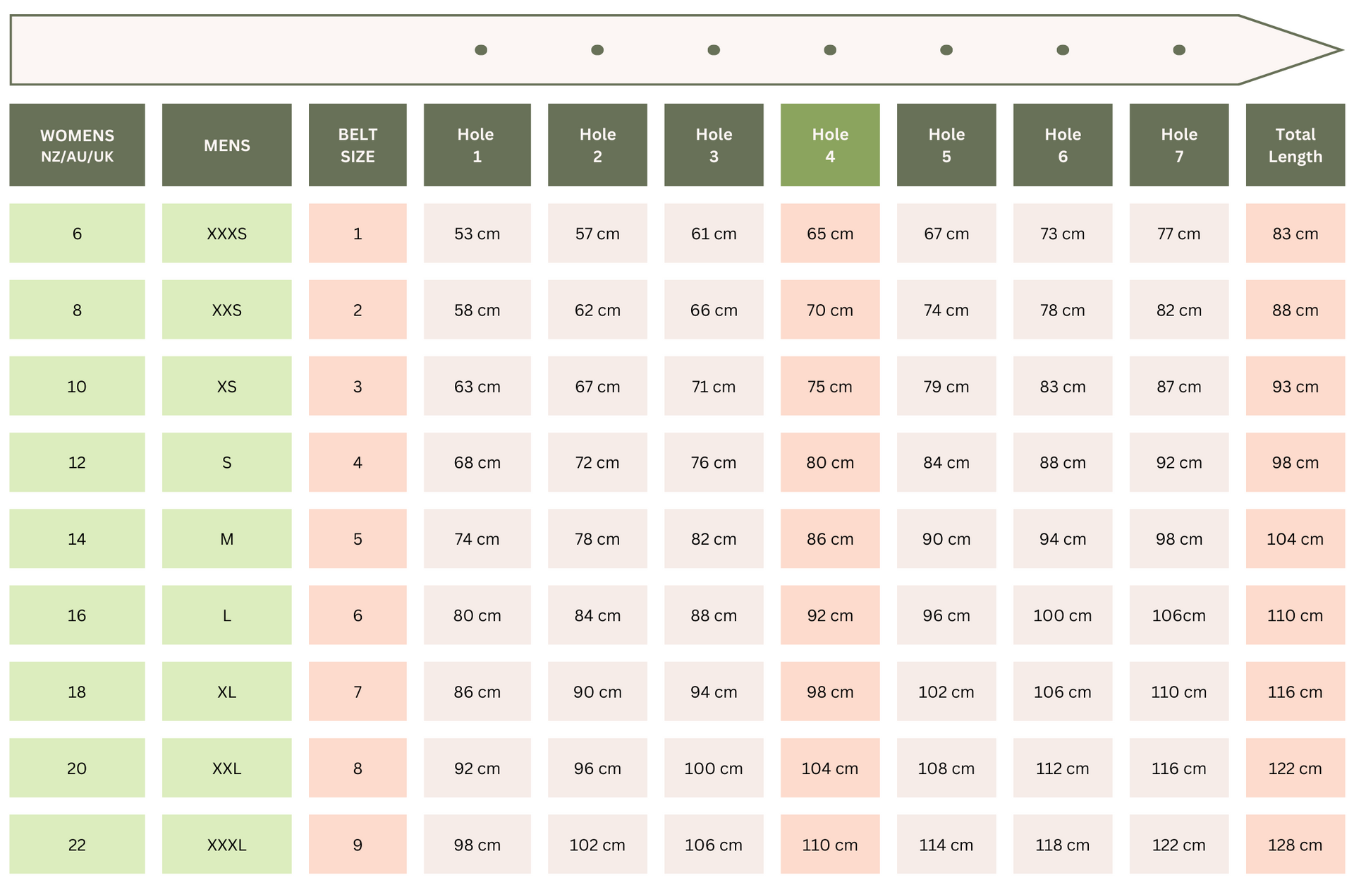 Belt Size Chart Velvet Heartbeat